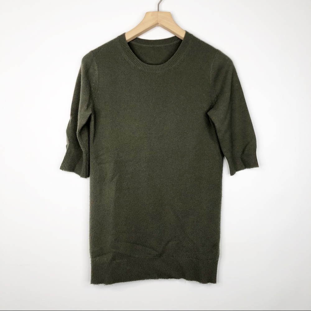 Vince Olive Green Crew Neck Cashmere Sweater
